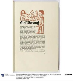 Gustav Schiefler. Das graphische Werk von Ernst Ludwig Kirchner. Band II. Titelbild der Einführung