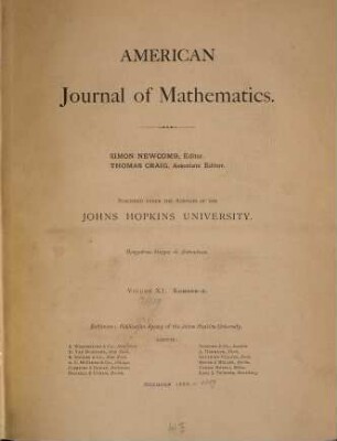 American journal of mathematics. 11. 1889