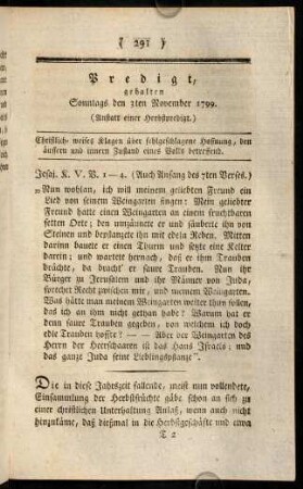 291-304, Predigt, gehalten Sonntags den 3ten November 1799.