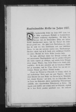 Kaufmännische Krisis im Jahre 1857.