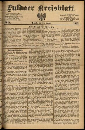 Ausgabe vom Dienstag, den 16. August 1892.