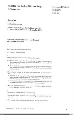 Antrag der CDU: Leistungsprinzip im Hochschulsystem