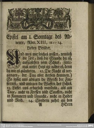 Epistel am I. Sontage des Advents