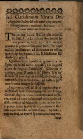 Ternarius Bezoardicorum. & Hemetologia Sev Trivmphvs Vomitoriorum, Dn. Angeli Salae Veneti : è Gallico sermone latinitate ... donati