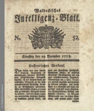 No. 52. Dienstag den 29 December 1778