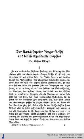 Der Kartäuserprior Gregor Reisch und die Margarita philosophica.