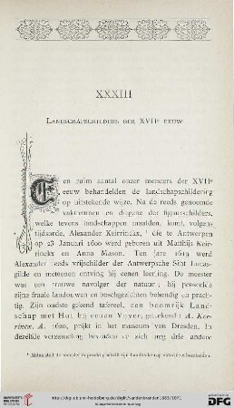 XXXIII. Landschapschilders der XVIIe EEUW