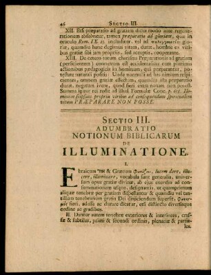 Sectio III. Adumbratio Notionum Biblicarum De Illuminatione