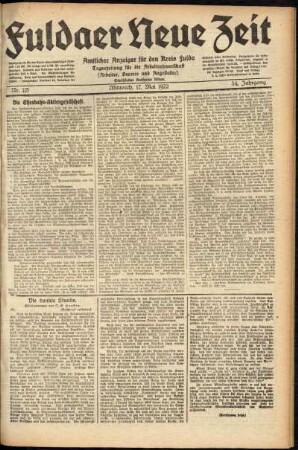 Ausgabe vom Mittwoch, den 17. Mai 1922.