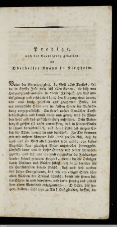 Predigt nach der Beerdigung