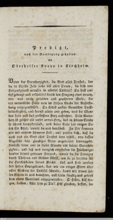 Predigt nach der Beerdigung