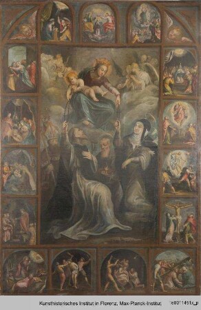 Rosenkranzmadonna mit Szenen aus dem Leben Christi