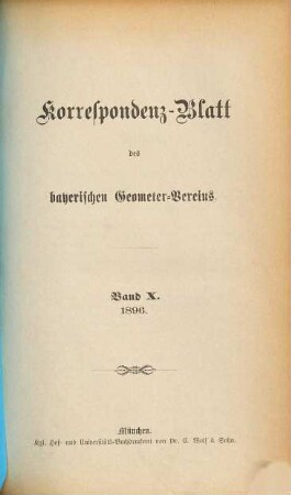 Correspondenz-Blatt des Bayerischen Geometervereins. 10. 1896