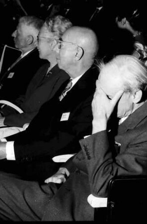 15. Tagung 1965 Physiker; Maikäferrede: Sir George P. Thomson, Frau Hertz, Gustav Hertz, Paul Dirac