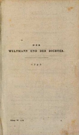 F. M. Klingers Werke. 9, Der Weltmann und der Dichter
