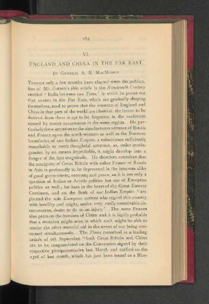 VI. England and China in the Far East.