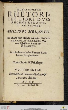 Elementorvm Rhetorices Libri Dvo