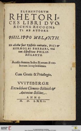 Elementorvm Rhetorices Libri Dvo