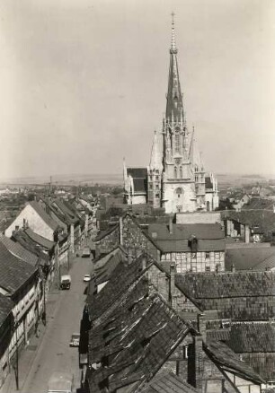 Mühlhausen. Stadtansicht mit Pfarrkirche St. Marien. Blick vom Rathausturm nach Osten