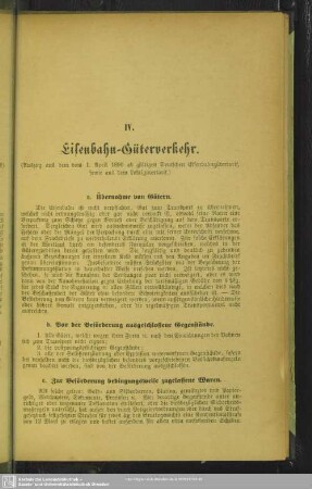 IV. Eisenbahn-Güterverkehr