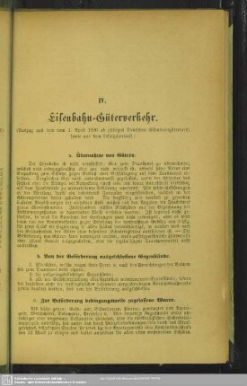 IV. Eisenbahn-Güterverkehr