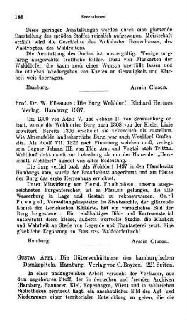 Apel, Gustav :: Die Güterverhältnisse des hamburgischen Domkapitels : Hamburg, Boysen, 1934