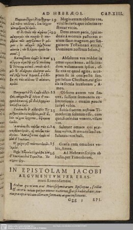 In Epistolam Jacobi Argumentum Per Erasmum Roterodamum
