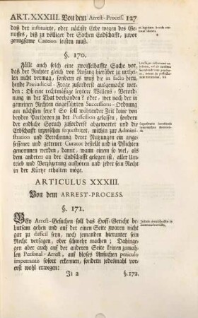 Articulus XXXIII. Von dem Arrest-Process.