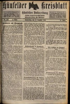 Zweite Ausgabe vom Donnerstag, den 19. Dezember 1929.