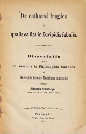 De catharsi tragica et qualis ea fiat in Euripidis fabulis