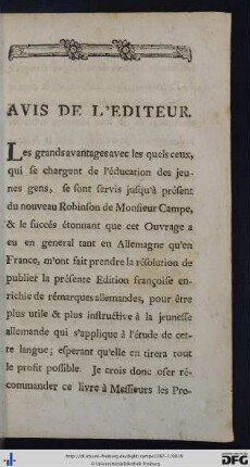 Avis De L'Editeur.