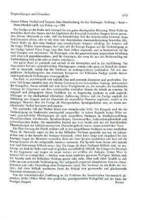 403 [Rezension] Höfer, Albert, Predigt und heutige Exegese