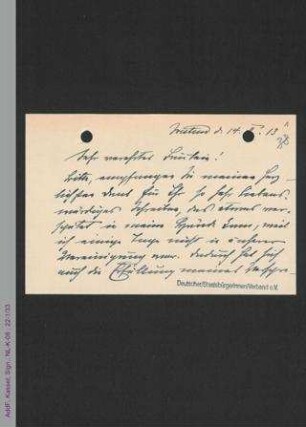 Briefkarte von Clara Gall an Helene Lange