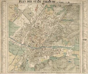 Plan der Stadt Freiburg im Breisgau i. J. 1914