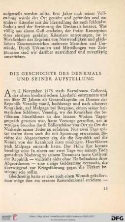 Die Geschichte des Denkmals und seiner Aufstellung