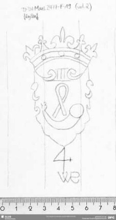 W-Dl-465 Posthornschild (gekrönt) + Marke + "WR" / "IKM"