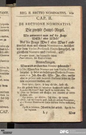 Cap. II. De Rectione Nominativi. Die zweyte Haupt-Regel