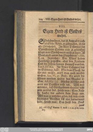 VIII. Eigen Herd ist Goldes wehrt.