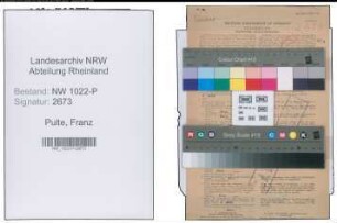 Entnazifizierung Franz Pulte , geb. 23.07.1900 (Dreher)