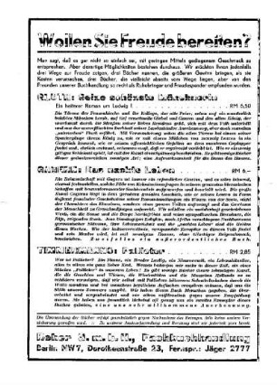 Wollen Sie Freude bereiten? : [Nichtamtlicher Teil]