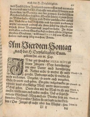 Am vierdten Sontag nach der H. Dreyfaltigkeit, Euangelium Luc. am vj. Cap.