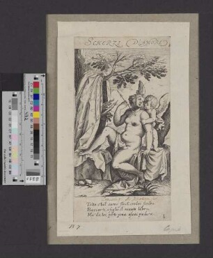 [Venus, einen Pfeil haltend, dreht sich zu Amor]
