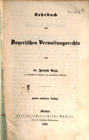 Lehrbuch des bayerischen Verwaltungsrechts