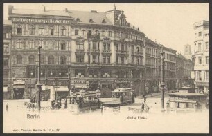 Ansichtskarte Straßenkreuzung mit Kutschen und Konditorei, Moritzplatz