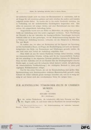 7: Zur Aufstellung türkischer Zelte in unseren Museen