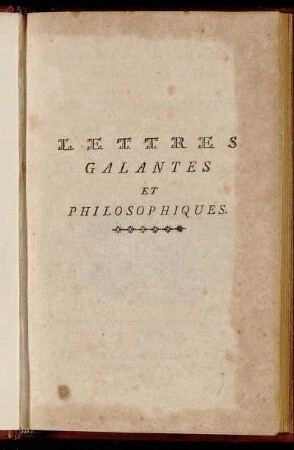 Lettres Galantes Et Philosophiques