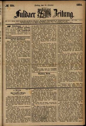 Ausgabe vom Freitag, den 10. Oktober 1884.