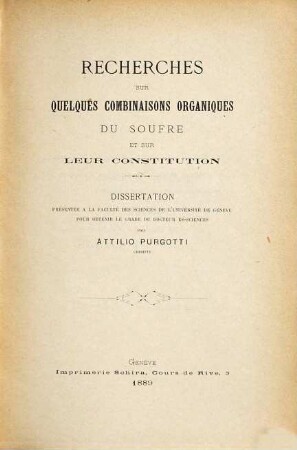 Recherches sur quelques combinaisons organiques du soufre et sur leur constitution