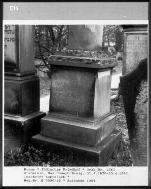 Grabstein von Max Joseph Honig (gestorben 1897.04.13)