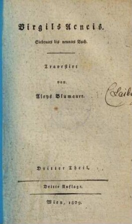 Virgils Aeneis : Travestirt, 3.. 7. bis 9. Buch